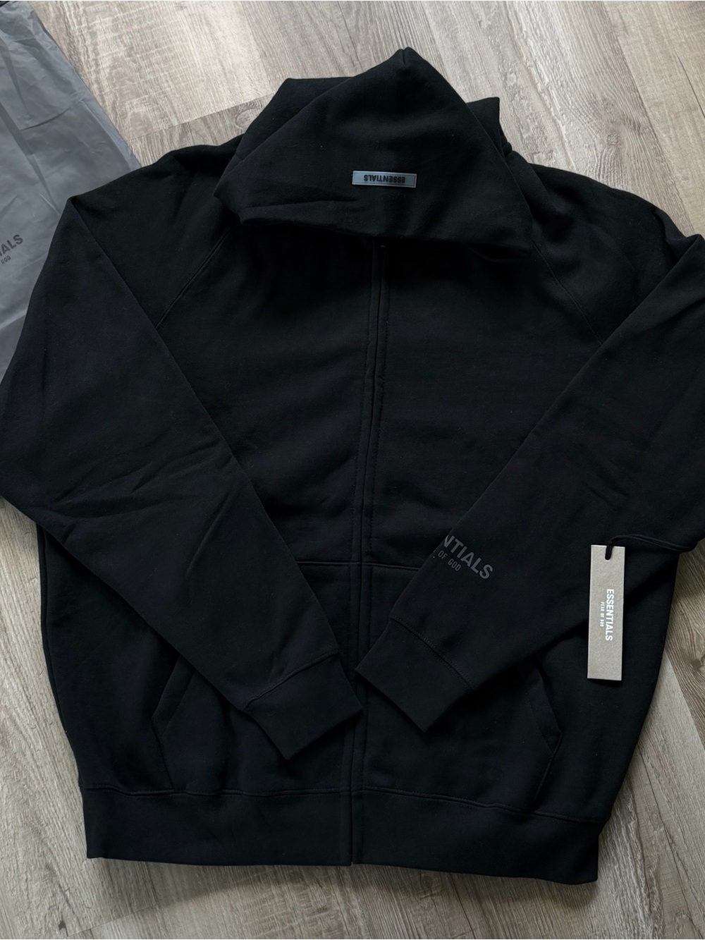 Fear Of God Essentials Men Black Zip-Up Hoodie
